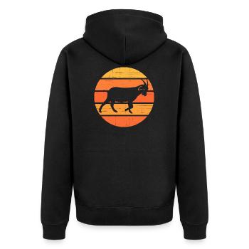 Ziege - Unisex Premium Bio Zip Hoodie - Schwarz - Hinten - Nico (187cm)