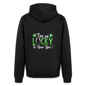 J’ai tellement de chance de t’avoir St. Patrick Ire Klee - Veste à capuche bio Premium Unisexe - noir - Dos - Nico (187cm)