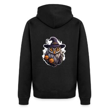 Halloween Eule - Unisex Premium Bio Zip Hoodie - Schwarz - Hinten - Nico (187cm)