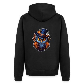 Halloween Eule - Unisex Premium Bio Zip Hoodie - Schwarz - Hinten - Nico (187cm)