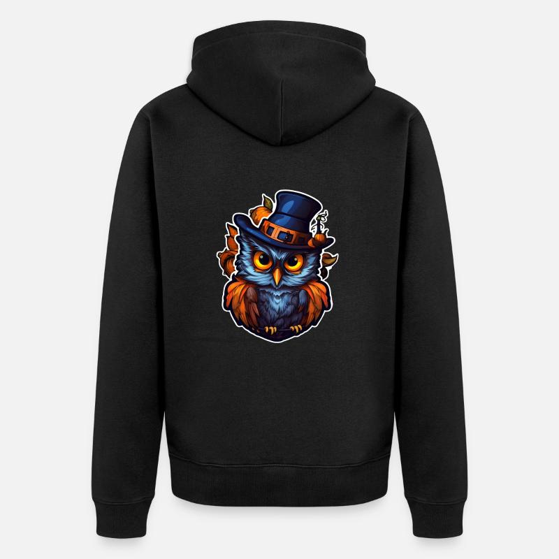 Hibou d’Halloween - Veste à capuche bio Premium Unisexe - noir