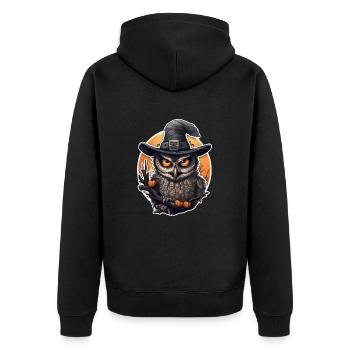 Halloween Eule - Unisex Premium Bio Zip Hoodie - Schwarz - Hinten - Nico (187cm)