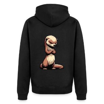 Frettchen Frettchenhalter Frettchenbesitzer - Unisex Premium Bio Zip Hoodie - Schwarz - Hinten - Nico (187cm)