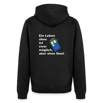 ein leben ohne tardis - Unisex Premium Bio Zip Hoodie - Schwarz - Hinten - Nico (187cm)