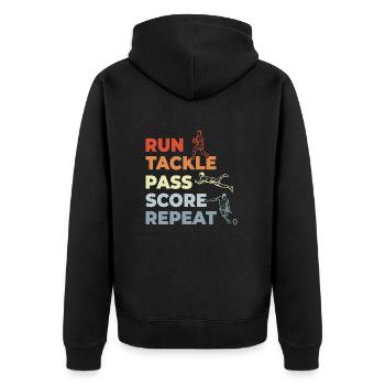 Rugby Routine - Unisex Premium Bio Zip Hoodie - Schwarz - Hinten - Nico (187cm)