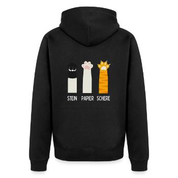 Pierre, Papier, Ciseaux - Drôle de pattes de chat - Veste à capuche bio Premium Unisexe - noir - Dos - Nico (187cm)