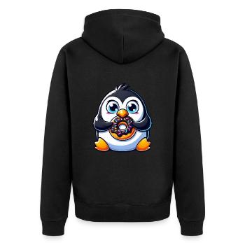 Pingouin Dessin animé Dick Candy Cute Donut - Veste à capuche bio Premium Unisexe - noir - Dos - Nico (187cm)