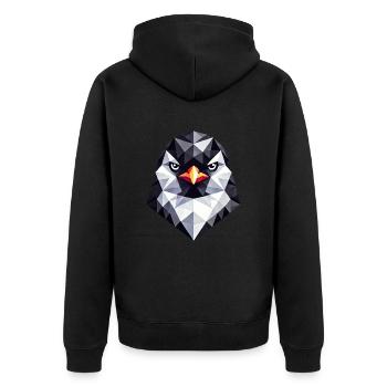 Pinguin geometrisch stil hartnäckiges Porträt - Unisex Premium Bio Zip Hoodie - Schwarz - Hinten - Nico (187cm)