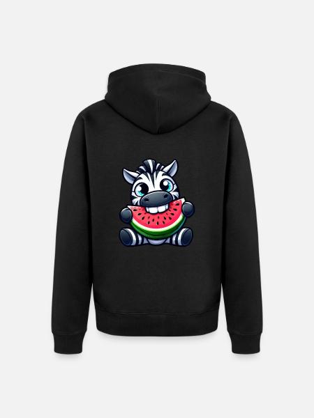 Sweet Zebra Melon Watermelon - Unisex Premium Organic Zip Hoodie - black