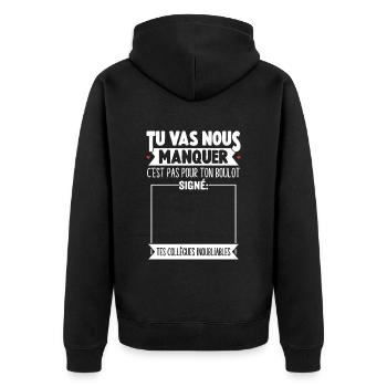 Départ Collègue De Travail Personnalisé Signé - Veste à capuche bio Premium Unisexe - noir - Dos - Nico (187cm)