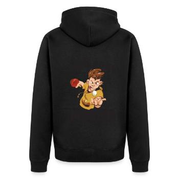 Table Tennis Pingpong Outfit Tischtennisspieler - Unisex Premium Bio Zip Hoodie - Schwarz - Hinten - Nico (187cm)