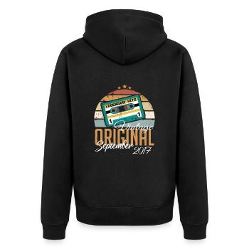 September 2017 Born Vintage Birthday Retro - Unisex Premium Organic Zip Hoodie - black - Back - Nico (187cm)