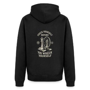 joueur d’échecs vérifiez-vous drôle de dire - Veste à capuche bio Premium Unisexe - noir - Dos - Nico (187cm)