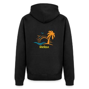 Relax - Unisex Premium Organic Zip Hoodie - black - Back - Nico (187cm)