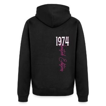 1974 Vintage anniversaire drôles dictons - Veste à capuche bio Premium Unisexe - noir - Dos - Nico (187cm)