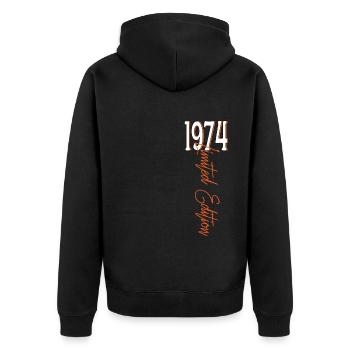1974 Vintage anniversaire drôles dictons - Veste à capuche bio Premium Unisexe - noir - Dos - Nico (187cm)