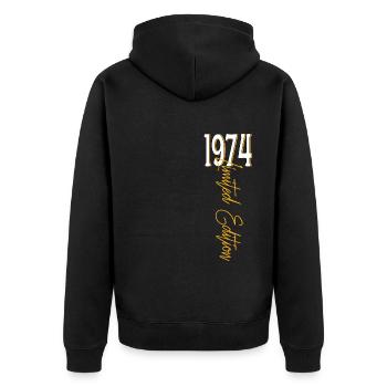 1974 Vintage anniversaire drôles dictons - Veste à capuche bio Premium Unisexe - noir - Dos - Nico (187cm)