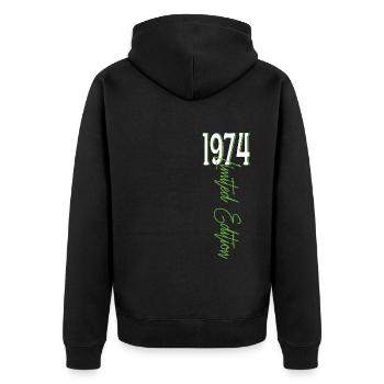 1974 Vintage anniversaire drôles dictons - Veste à capuche bio Premium Unisexe - noir - Dos - Nico (187cm)
