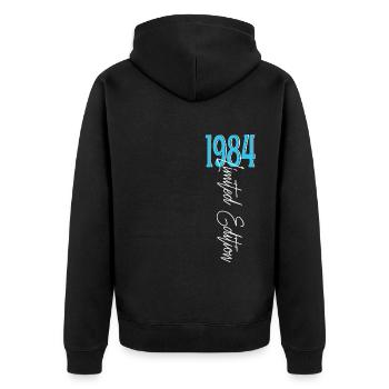 1984 Vintage anniversaire drôles dictons - Veste à capuche bio Premium Unisexe - noir - Dos - Nico (187cm)