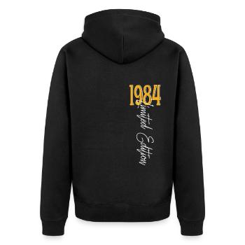 1984 Vintage anniversaire drôles dictons - Veste à capuche bio Premium Unisexe - noir - Dos - Nico (187cm)