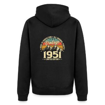Aged to Perfection 1951 73rd Birthday Vintage - Unisex Premium Organic Zip Hoodie - black - Back - Nico (187cm)