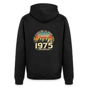 Aged to Perfection 1975 49th Anniversary Vintage - Unisex Premium Organic Zip Hoodie - black - Back - Nico (187cm)