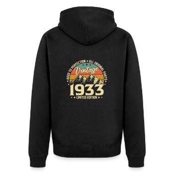 Aged to Perfection 1933 91st Birthday Vintage - Unisex Premium Organic Zip Hoodie - black - Back - Nico (187cm)