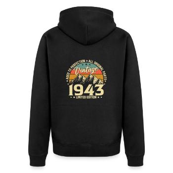 Aged to Perfection 1943 81st Birthday Vintage - Unisex Premium Organic Zip Hoodie - black - Back - Nico (187cm)
