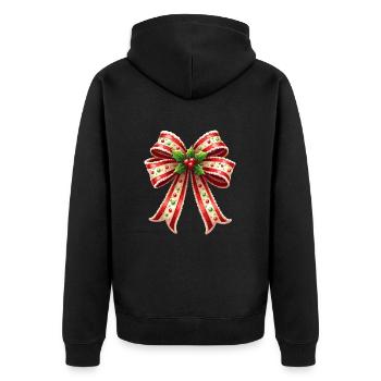 Weihnachtsgeschenk mit Zuckerrohrschleife - Unisex Premium Bio Zip Hoodie - Schwarz - Hinten - Nico (187cm)
