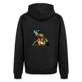 Turtle Sunglasses Summer - Unisex Premium Organic Zip Hoodie - black - Back - Nico (187cm)
