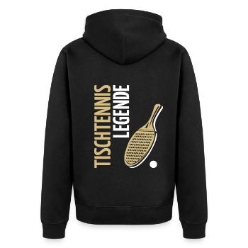 Tischtennis Legende Noppe Tischtennisspieler - Unisex Premium Bio Zip Hoodie - Schwarz - Hinten - Nico (187cm)