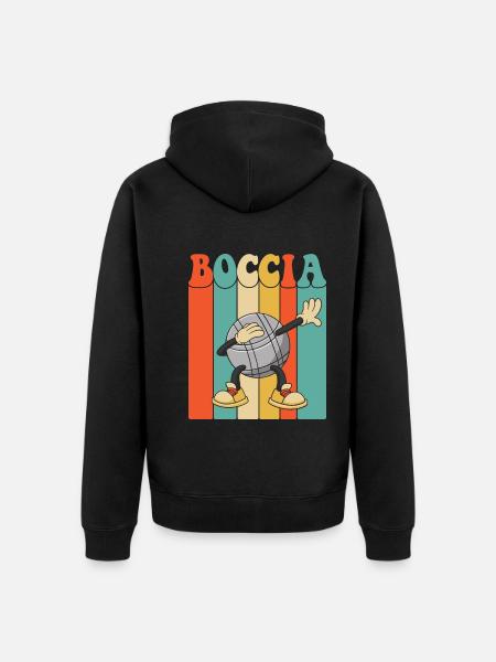Giocatore di bocce che tampona la palla di bocce con le bocce - Felpa con cappuccio ecologica premium unisex - nero