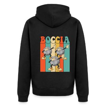 Joueur de boccia tamponnant la balle de boccia avec le boccia - Veste à capuche bio Premium Unisexe - noir - Dos - Nico (187cm)