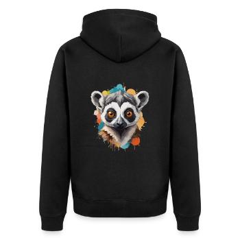 Lémurien coloré frais madagascar - Veste à capuche bio Premium Unisexe - noir - Dos - Nico (187cm)