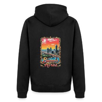 Buenos Aires Skyline – Argentine Cityscape - Unisex Premium Organic Zip Hoodie - black - Back - Nico (187cm)
