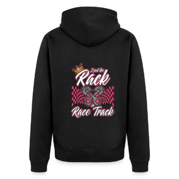 Rennstrecke Rennstrecke Rennstrecke Frauen - Unisex Premium Bio Zip Hoodie - Schwarz - Hinten - Nico (187cm)