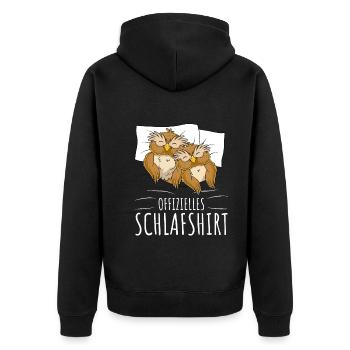 Eulen Offizielles Schlafshirt Eule - Unisex Premium Bio Zip Hoodie - Schwarz - Hinten - Nico (187cm)