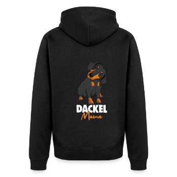 Dackel Mama Dachshund Hunde Damen - Unisex Premium Bio Zip Hoodie - Schwarz - Hinten - Nico (187cm)