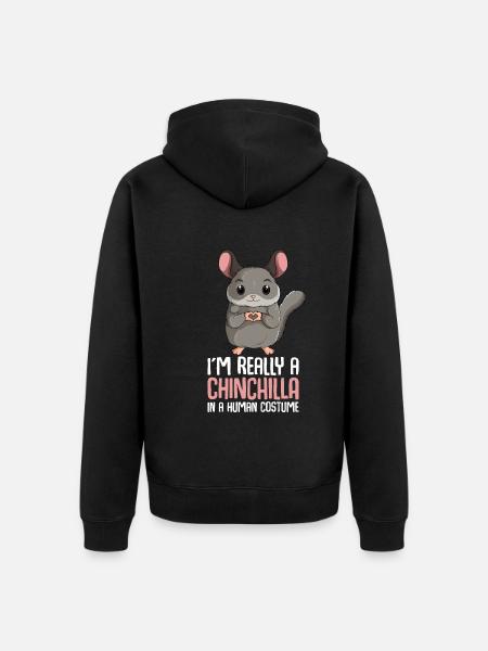 Chinchilla Kostüm Kinder Mädchen - Unisex Premium Bio Zip Hoodie - Schwarz