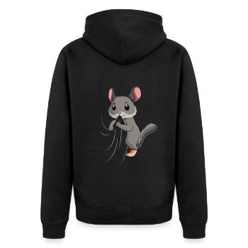 Chinchilla Kinder Mädchen Frauen - Unisex Premium Bio Zip Hoodie - Schwarz - Hinten - Nico (187cm)