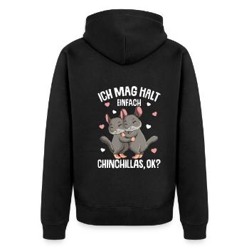 Ich mag halt Chinchillas Kinder Mädchen Chinchilla - Unisex Premium Bio Zip Hoodie - Schwarz - Hinten - Nico (187cm)