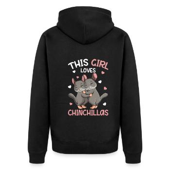Chinchilla Girl - Unisex Premium Organic Zip Hoodie - black - Back - Nico (187cm)