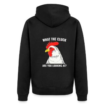Hühnerzüchter Lustig Hinterhof Hühnerzüchter - Unisex Premium Bio Zip Hoodie - Schwarz - Hinten - Nico (187cm)