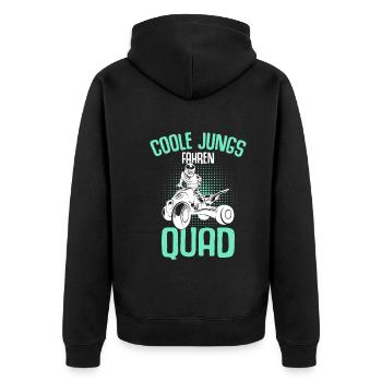 Coole Jungs fahren Quad Fahrer ATV Quad Biker - Unisex Premium Bio Zip Hoodie - Schwarz - Hinten - Nico (187cm)
