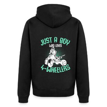 Quad Jungen ATV - Unisex Premium Bio Zip Hoodie - Schwarz - Hinten - Nico (187cm)