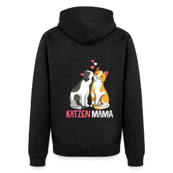 Katzenmama Katzen Mama Katze Damen - Unisex Premium Bio Zip Hoodie - Schwarz - Hinten - Nico (187cm)
