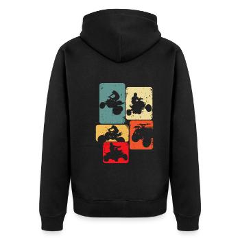 Quad ATV Quad Kinder Jungen Männer - Unisex Premium Bio Zip Hoodie - Schwarz - Hinten - Nico (187cm)