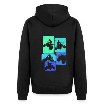 Quad ATV Quad Kinder Jungen Männer - Unisex Premium Bio Zip Hoodie - Schwarz - Hinten - Nico (187cm)