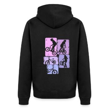 BMX Mädchen Bike Stunt Kinder - Unisex Premium Bio Zip Hoodie - Schwarz - Hinten - Nico (187cm)