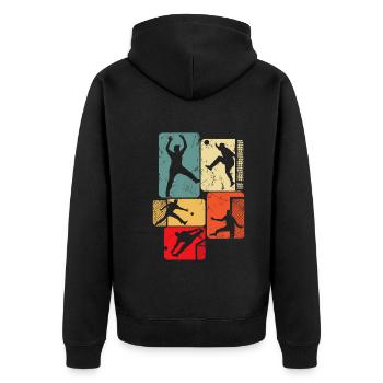Handball Torwart Handballer Jungen Kinder - Unisex Premium Bio Zip Hoodie - Schwarz - Hinten - Nico (187cm)